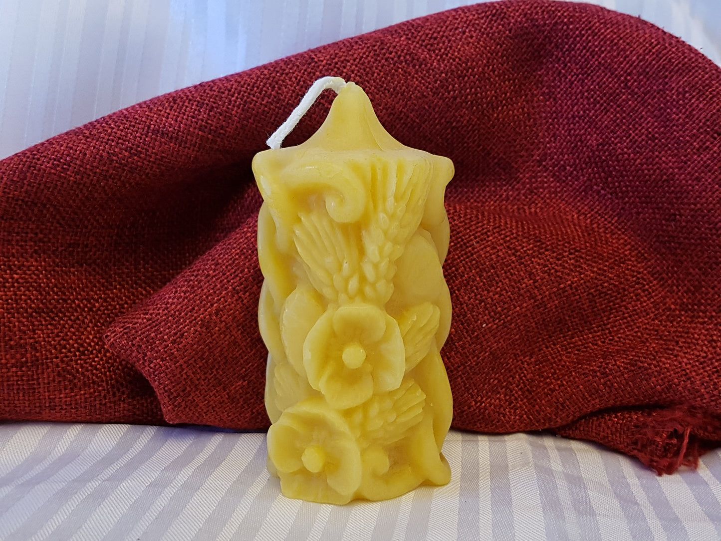 Wheat Rose- pure beeswax candle 2"x4"Candles- Barriault Ranch