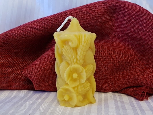 Wheat Rose- pure beeswax candle 2"x4"Candles- Barriault Ranch