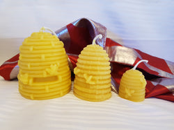 Large Bee Skep Pure Beeswax Candle 3.5
