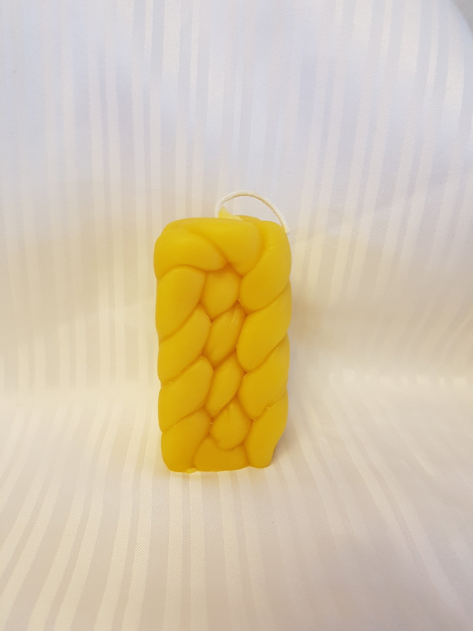 Rectangular Braided Pillar beeswax candle 2" x 4"