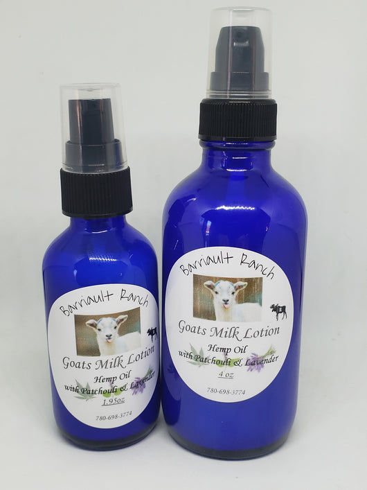 Hemp oil w/Patchouli & Lavender Goats Milk lotion - Barriault Ranch